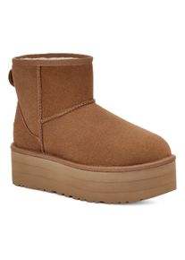 UGG Australia Plateaustiefelette UGG "Classic Mini Platform", Damen, Gr. 7 (38), braun (chestnut), Veloursleder, Schuhe Plateaustiefelette, Winterboots, Plateau Stiefel, Schlupfstiefel zum Schlupfen