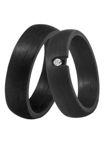 Trauring DOOSTI "Schmuck Geschenk CARBON Trauring Ehering Partnerring LIEBE" Gr. 54, schwarz, Fingerringe, Damen, 54,mit Zirkonia, Carbon, 6mm, Trauring, wahlweise mit oder ohne Zirkonia