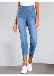 3/4-Jeans Classic Basics, Damen, Gr. 54, Normalgr&ouml;&szlig;en, blau (blau, bleached), 81% Baumwolle, 17% Polyester, 2% Elasthan, unifarben, 3/4-L&auml;nge, Jeans 3/4-Jeans