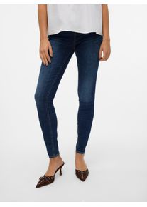 V&eacute;ro Moda Skinny-fit-Jeans VERO MODA "VMFLASH MR SKINNY JEANS LI3303 GA NOOS", Damen, Gr. XL (42), L&auml;nge 32, blau (dunkelblau denim), Denim/Jeans, Obermaterial: 89% Baumwolle, 9% Elastomultiester, 2% Elasthan, unifarben, skinny fit lang, Jeans Skinny-fit-Jeans, Baumwollmischung mit Stretch, regular waist, skinny fit