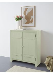 Schuhschrank OTTO HOME "Bertram", gr&uuml;n, B:100cm H:110cm T:38cm, MDF, Massivholz, Schr&auml;nke, Schuhschrank, Massivholz, 2 verstellbare Einlegeb&ouml;den, Magnetverschluss,H&ouml;he 110 cm