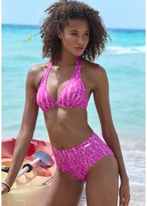 Bikini-Hose ELBSAND "Letra", Damen, Gr. 44, N-Gr, pink (fuchsia), Recycling-Polyamid, bedruckt, Badehosen Bikini-Hose, mit tollem Wording