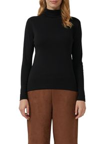 Rollkragenshirt s.Oliver, Damen, Gr. 40, schwarz, Rippware, Obermaterial: 100% Baumwolle, normal, Rundhals, abgesteppte Kante, Shirts Rollkragenshirt, im Slim Fit, Langarm