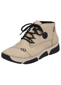 Schn&uuml;rboots Rieker, Damen, Gr. 38, beige, Lederimitat, Schuhe Schn&uuml;rboots, mit Ziersteppung