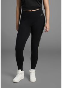 Leggings Kangaroos, Damen, Gr. 58, N-Gr, schwarz, Single Jersey, Obermaterial: 95% Baumwolle, 5% Elasthan, unifarben, figurbetont kn&ouml;chellang, Hosen Leggings, mit seitlichen Streifen im Leo-Print, gro&szlig;e Gr&ouml;&szlig;en