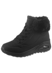 Schn&uuml;rboots Skechers "UNO RUGGED - FALL AIR", Damen, Gr. 39, schwarz, Lederimitat, Textil, unifarben, Schuhe Schn&uuml;rboots, Winterboots mit Air-Cooled Memory Foam Komfort-Innensohle