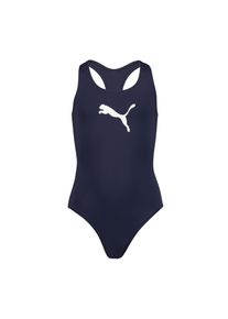 Badeanzug Puma "Puma SWIM GIRLS RACERBACK SWIMSUIT", Kinder, Gr. 128, N-Gr, blau (navy), Obermaterial: 80% Baumwolle, 20% Elasthan, Badeanz&uuml;ge Badeanzug, Racerback-Passform
