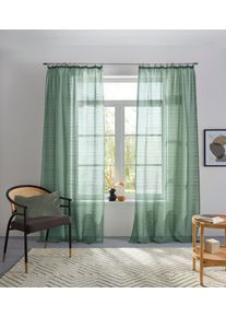 Gardine Bruno Banani "Linus" Gr. 1, gr&uuml;n (olive), B:130cm H:145cm, Polyester, Gardinen, Gardine, 1 Schal, eingewebte Querstreifen, verschiedene Gr&ouml;&szlig;en