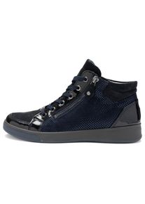 Sneakerboots Ara "ROM", Damen, Gr. 4,5 (37,5), blau (nachtblau), Glattleder, Lackleder, Veloursleder, unifarben, Schuhe Sneakerboots, Hightop Sneaker, Schn&uuml;rboots in Bequemweite G (= weit)
