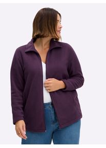 Fleecejacke Classic Basics, Damen, Gr. 56, lila (traube), 100% Polyester, unifarben, figurumspielend, Jacken Fleecejacke