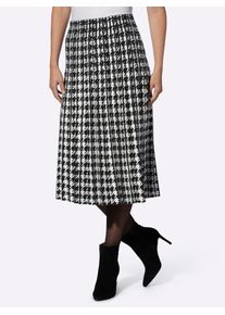 Schlupfrock Heine, Damen, Gr. 50, beige (schwarz, ecru, gemustert), 50% Viskose, 28% Polyester, 22% Polyamid, Hahnentrittmuster, gemustert, mehrfarbig, wadenlang, R&ouml;cke Schlupfrock
