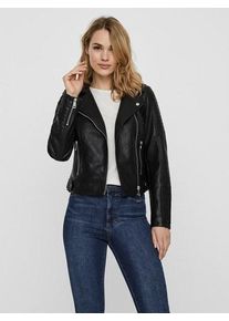 V&eacute;ro Moda Lederimitatjacke VERO MODA "VMKERRI ULTRA", Damen, Gr. XS, schwarz, Web, Obermaterial: 50% Polyester, 50% Viskose. Beschichtung: 100% Polyurethan. Futter: 100% Polyester, unifarben, sehr figurbetont taillenlang, mit Rei&szlig;verschluss, Jacken Lederimitatjacke