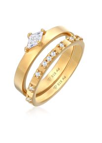 Ring-Set Elli "Ring Solit&auml;r Eternity Zirkonia Verlobung Set 925 Silber" Gr. 52, gold, Fingerringe, Damen, 52,mit Stein, Silber 925 (Sterlingsilber), 7mm, Ring-Set