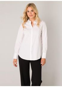 Hemdbluse Base Level "Yune", Damen, Gr. 40, wei&szlig;, Web, Obermaterial: 98% Baumwolle, 2% Elasthan, unifarben, normal h&uuml;ftlang, Rundhals, &Auml;rmel mit &Auml;rmelschlitz 1-Knopf-Manschette, Blusen Hemdbluse, in Unifarbe