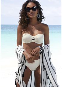 B&uuml;gel-Bandeau-Bikini JETTE, Damen, Gr. 40, Cup D, wei&szlig;, Microfaser, Microfaser, Polyamid, unifarben, Bikini-Sets B&uuml;gel-Bandeau-Bikini, mit modischer Schnalle