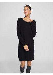 Strickkleid Vila "VIRIL KNIT DRESS", Damen, Gr. XS, N-Gr, Langarm, Feinstrick, schwarz, Feinstrick, Obermaterial: 50% Viskose, 27% Nylon, 23% Polyester, regular fit kniefrei, Rundhals, B&uuml;ndchen, Kleider Strickkleid, trageangenehme Viskosemischung