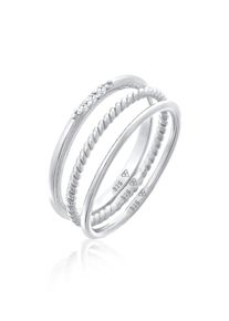 Ring-Set Elli "Ring Zirkonia Kordel Basic Stapel (3 tlg.) 925 Silber" Gr. 58, silber, Fingerringe, Damen, 58,mit Stein, Silber 925 (Sterlingsilber), Ring-Set