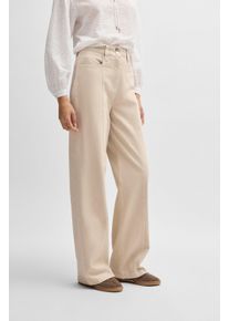 Webhose BOSS Orange "Tolala-D Premium Damenmode", Damen, Gr. 40, N-Gr, beige (open beige 287), Web, Obermaterial: 60% Baumwolle, 38% Lyocell, 2% Elasthan, unifarben, lang, Hosen Webhose, Twill Qualit&auml;t, Ziern&auml;hte