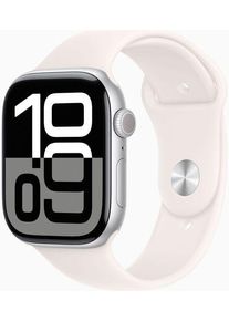 Apple Watch Series 10 Alluminio 46 mm (2024) | GPS | argento | Cinturino Sport M/L | Rosa fard