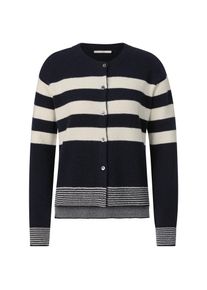 LANIUS Damen-Strickjacke Boxy Dunkelblau-Creme 44