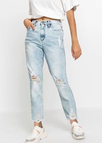 bonprix Női Mom farmer, High Waist, szaggatott r&eacute;szletekkel, k&eacute;k, 38