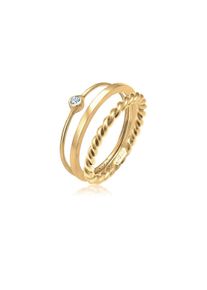 Elli Ring-Set &raquo;Ring Ring-Set mit 925 Silber, mit Kristallen von Swarovski &laquo; goldfarben, Gr&ouml;&szlig;e 54