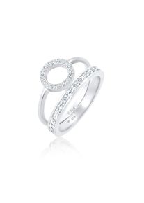 Elli Premium Ring-Set &raquo;Ring Memorie Kreis Geo 2er Set 925 Silber, mit Kristallen von Swarovski &laquo; silberfarben, Gr&ouml;&szlig;e 56