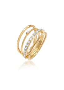 Elli Ring-Set &raquo;Ring Kristalle Stapelring Gedreht 4er Set 925 Silber, mit Kristallen von Swarovski &laquo; goldfarben, Gr&ouml;&szlig;e 58