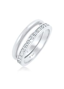 Ring-Set Elli "Ring Memoire Bandring Basic (2 tlg.) 925 Sterling Silber, mit Kristallen von Swarovski" Gr. 52, silber, Fingerringe, Damen, 52, Silber 925 (Sterlingsilber), Ring-Set