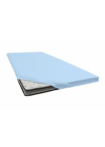 Spannbettlaken Janine "TOPPER 5001", blau (hellblau), 1 Stk., Jersey-Elasthan, 140x200 140x210 140x220 150x200 150x210 150x220 160x200 160x210 160x220 10cm, Jersey-Elasthan, Obermaterial: 95% Baumwolle, 5% Elasthan, Bettlaken, Spannbettlaken, mit Rundumgummizug