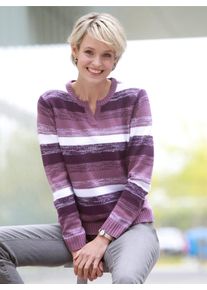 Strickpullover Classic Basics "Pullover", Damen, Gr. 40, lila (traube, gemustert), 100% Polyacryl, gemustert, gestreift, Pullover Strickpullover