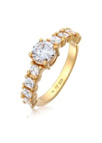Silberring Elli "Ring Zirkonia Verlobung Eternity 925 Silber" Gr. 52, gold, Fingerringe, Damen, 52, Silber 925 (Sterlingsilber), Silberring