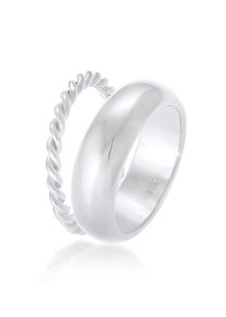 Ring-Set Elli Premium "Ring Bandring Twisted Gedreht 2er Set Basic 925 Silber" Gr. 58, silber, Fingerringe, Damen, 58, ohne Stein, Silber 925 (Sterlingsilber), Ring-Set