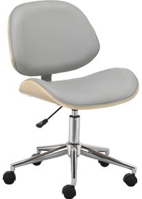 B&uuml;rostuhl OTTO HOME "Kiruna", grau (grau, chrom, grau), B:53cm H:87cm T:56,5cm, Holzwerkstoff, Polyurethan, St&uuml;hle, B&uuml;rostuhl, Kunstleder, mit Pappelholz Schale, h&ouml;henverstellbar, 360 drehbar