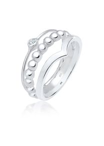 Ring-Set Elli "Ring Wei&szlig; 925 3er Ringset Sterling Silber, mit Kristallen von Swarovski" Gr. 58, silber, Fingerringe, Damen, 58, Silber 925 (Sterlingsilber), Ring-Set