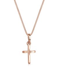 Kette mit Anh&auml;nger Elli "Halskette Kreuz Religion Stern Details 925 Silber" Gr. 55, rosa (rosegold), Halsketten, Damen, 55, ohne Stein, Silber 925 (Sterlingsilber), Kette mit Anh&auml;nger