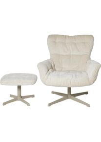 Sessel Jahnke "LOUNGE COSY TWIST PLUS", creme, B:83cm H:88cm T:80cm, Sessel, Sessel, Loungesessel inkl. Hocker, bequeme Polsterung & Armlehnen, drehbar