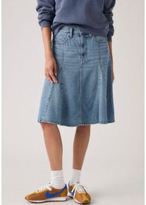 Levi's Jeansrock LEVI'S "GODET KNEE LENGTH SKIRT", Damen, Gr. 30, good grades tencel skirt, Denim/Jeans, Obermaterial: 55% Baumwolle, 45% Lyocell, unifarben, normal kniefrei, R&ouml;cke Jeansrock, Midirock mit Falten