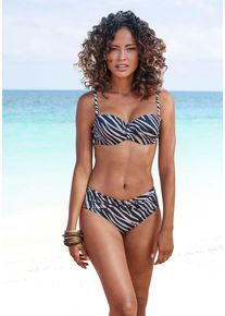 B&uuml;gel-Bandeau-Bikini-Top Lascana "Kaa", Damen, Gr. 38, Cup B, schwarz (schwarz, bedruckt), Recycling-Polyamid, Bikini-Oberteile B&uuml;gel-Bandeau-Bikini-Top, mit Animal-Design