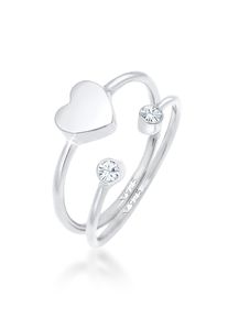 Ring-Set Elli "Ring Herz Liebe (2 tlg) 925 Silber, mit Kristallen von Swarovski" Gr. 58, silber, Fingerringe, Damen, 58, Silber 925 (Sterlingsilber), Ring-Set