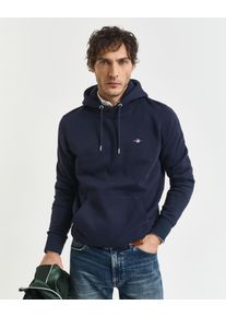 Hoodie Gant "REG SHIELD HOODIE", Herren, Gr. S, blau (evening blau), Obermaterial: 80% Baumwolle, 20% Polyester, unifarben, regular fit h&uuml;ftlang, elastischer Bund, Sweatshirts Hoodie, mit Logostickerei auf der Brust