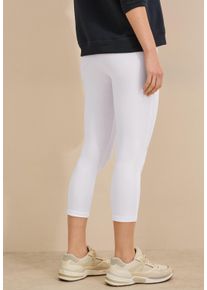 3/4-Leggings CECIL, Damen, Gr. M (40), N-Gr, wei&szlig;, Jersey, Obermaterial: 95% Baumwolle, 5% Elasthan, unifarben, k&ouml;rpernah 3/4-L&auml;nge, Hosen 3/4-Leggings, Capri mit Stretch und elastischem Bund