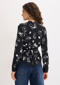 Blus i f&ouml;ljsam satin - svart - storlek 38 - bonprix