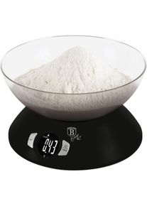 BerlingerHaus K&uuml;chenwaage mit Sch&uuml;ssel, Tara, bis 5kg, K&uuml;chenwaage, Schwarz