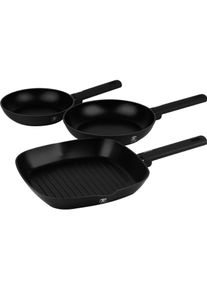 BerlingerHaus Haus 3-teiliges Bratpfannen-Set &Oslash; 20/24/28cm Matte Black Collection, Pfanne + Kochtopf, Schwarz