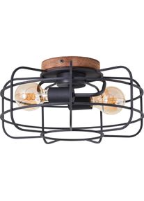 Brilliant, Wandleuchte + Deckenleuchte, Plafondlamp Gwen E27 max 2x60W - Hout/Zwart (E27)