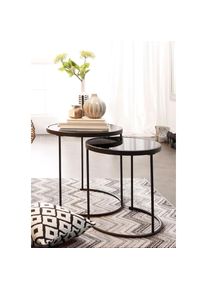 Home Affaire, Beistelltisch Set, 2 Stk. tlg., schwarz, B/H/T: 50 cm x 50 cm x 45 cm, schwarz