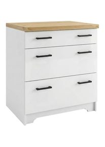 Home Affaire, Unterschrank &raquo;Meliss&laquo; aus massiver Kiefer, Breite 80 cm, Soft-Close-Funktion, wei&szlig;/honig, Massivholz, wei&szlig; - B/H/T: 80 cm x 88 cm x 60 