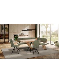 massivline&more, Eckbankgruppe &raquo;SK Kota&laquo; 4 tlg., braun/gr&uuml;n + Cara 5614 gr&uuml;n + Artisan Oak, Holzwerkstoff, Metall, Stoff, B/H/T: 140 cm x 87 cm x 59 