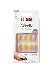 KISS, Nagelstyling + Kunstn&auml;gel, Adhesive nails Salon Acrylic French Color - Hype 28 pcs (Nagelkleber, Hype Light Neon Yellow, mittlerer Groe)